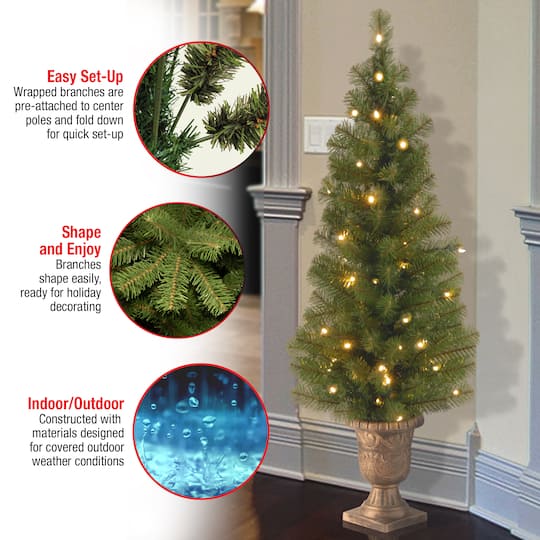 4ft. Pre-Lit Montclair Spruce Entrance Artificial Christmas Tree with Clear Lights
